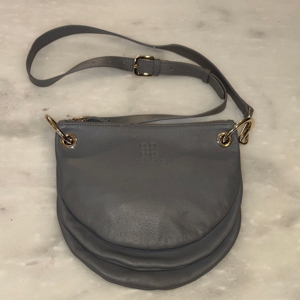 Tic Tac Toe Purse The Moon Gray Leather Convertible Crossbody Bag